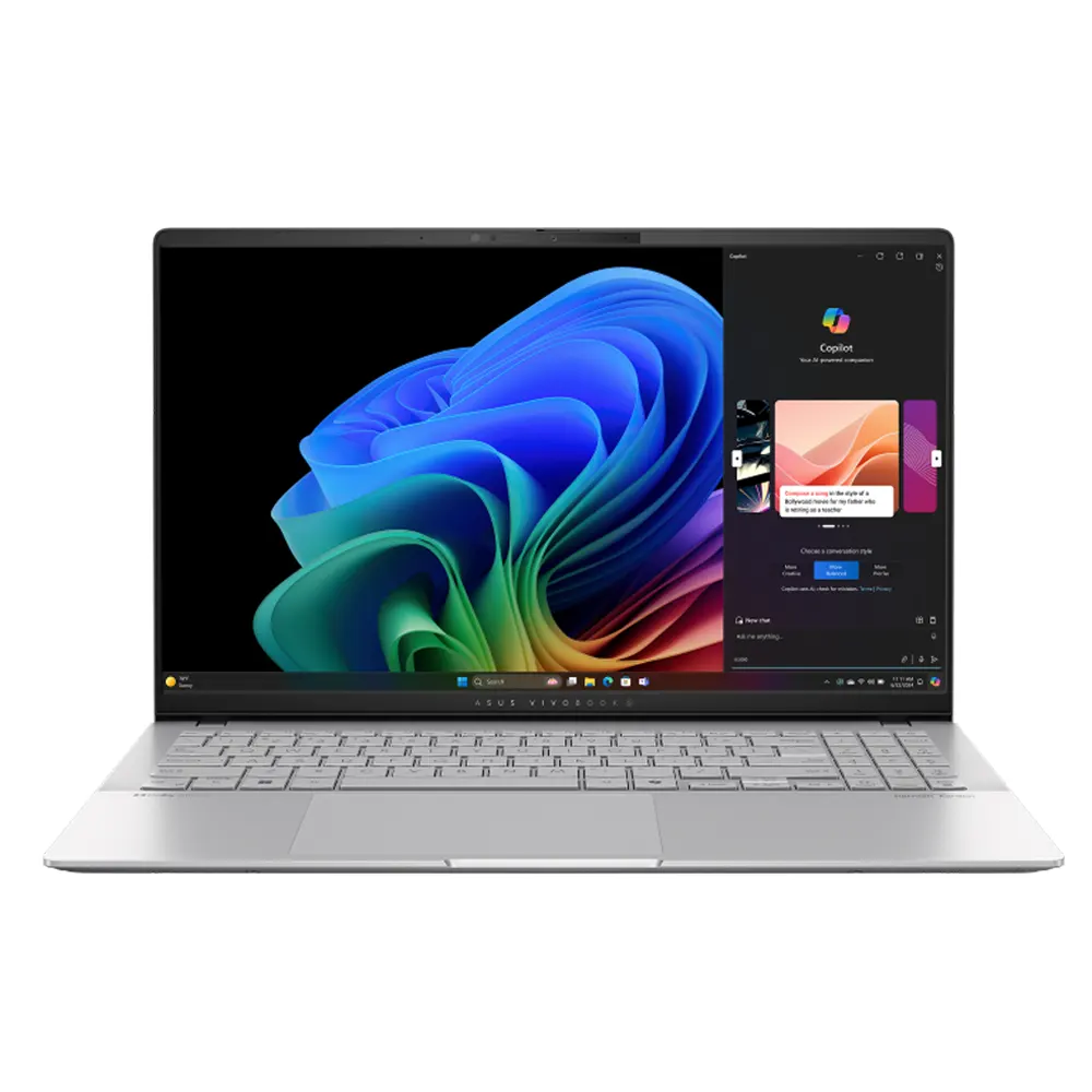 أسوس فيفو بوك S15 OLED موديل S5507QA-MA037W بمعالج سناب دراجون X بلس X1P وذاكرة عشوائية 16 جيجابايت ومساحة تخزين داخلية 512 جيجابايت من نوع SSD، مع شاشة 15.6 بوصة بدقة 3K من نوع OLED، ويندوز 11.