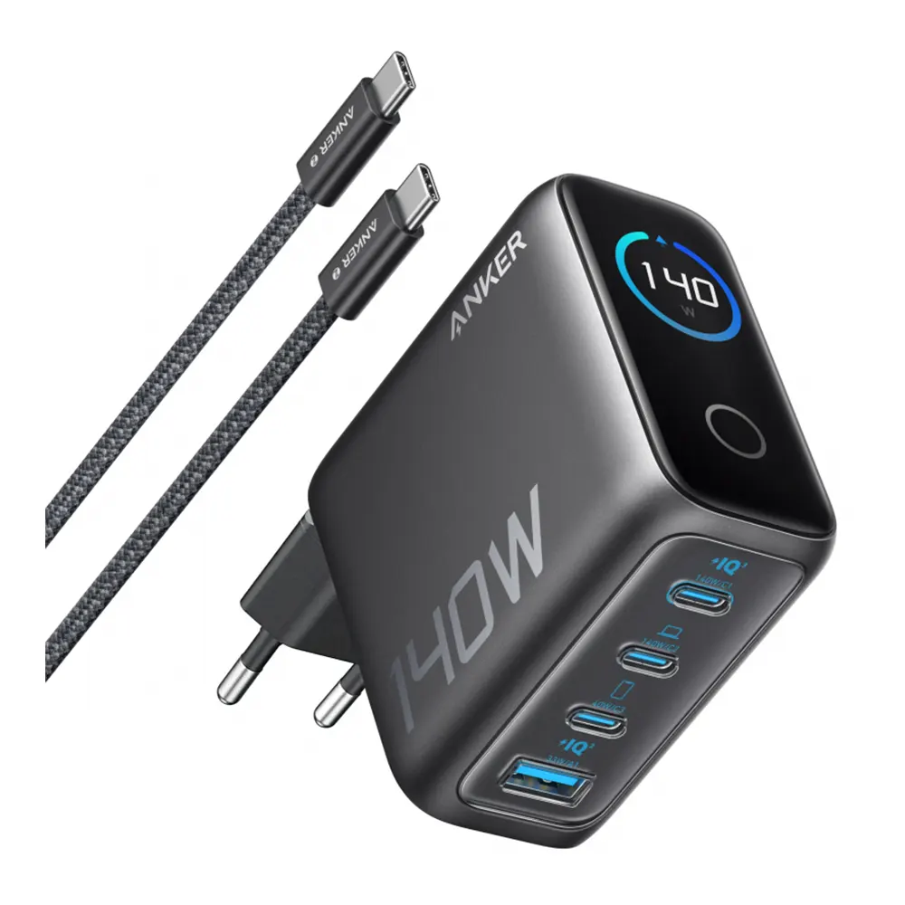 شاحن Anker بقوة 140 واط بأربعة منافذ مع كابل USB-C