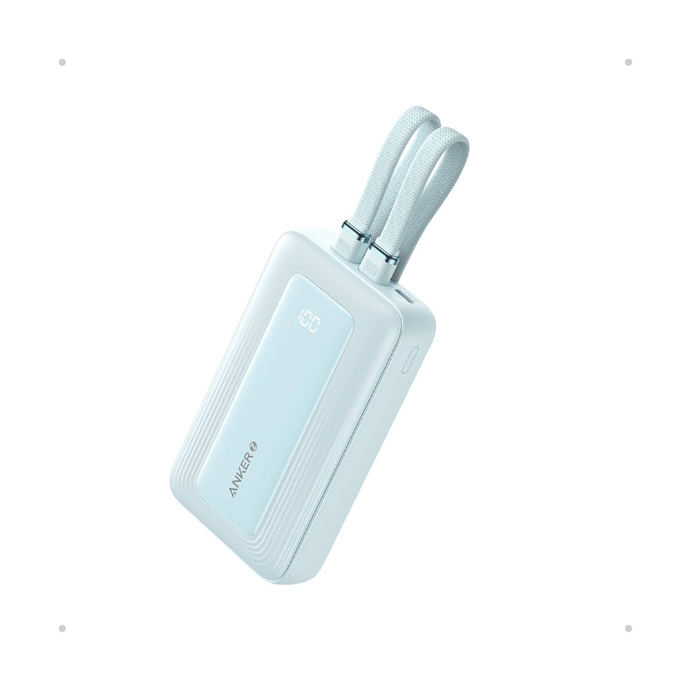 باور بانك أنكر زولو 10,000 مللي أمبير/ساعة مع كابل USB-C مزدوج مدمج بقوة 35 وات