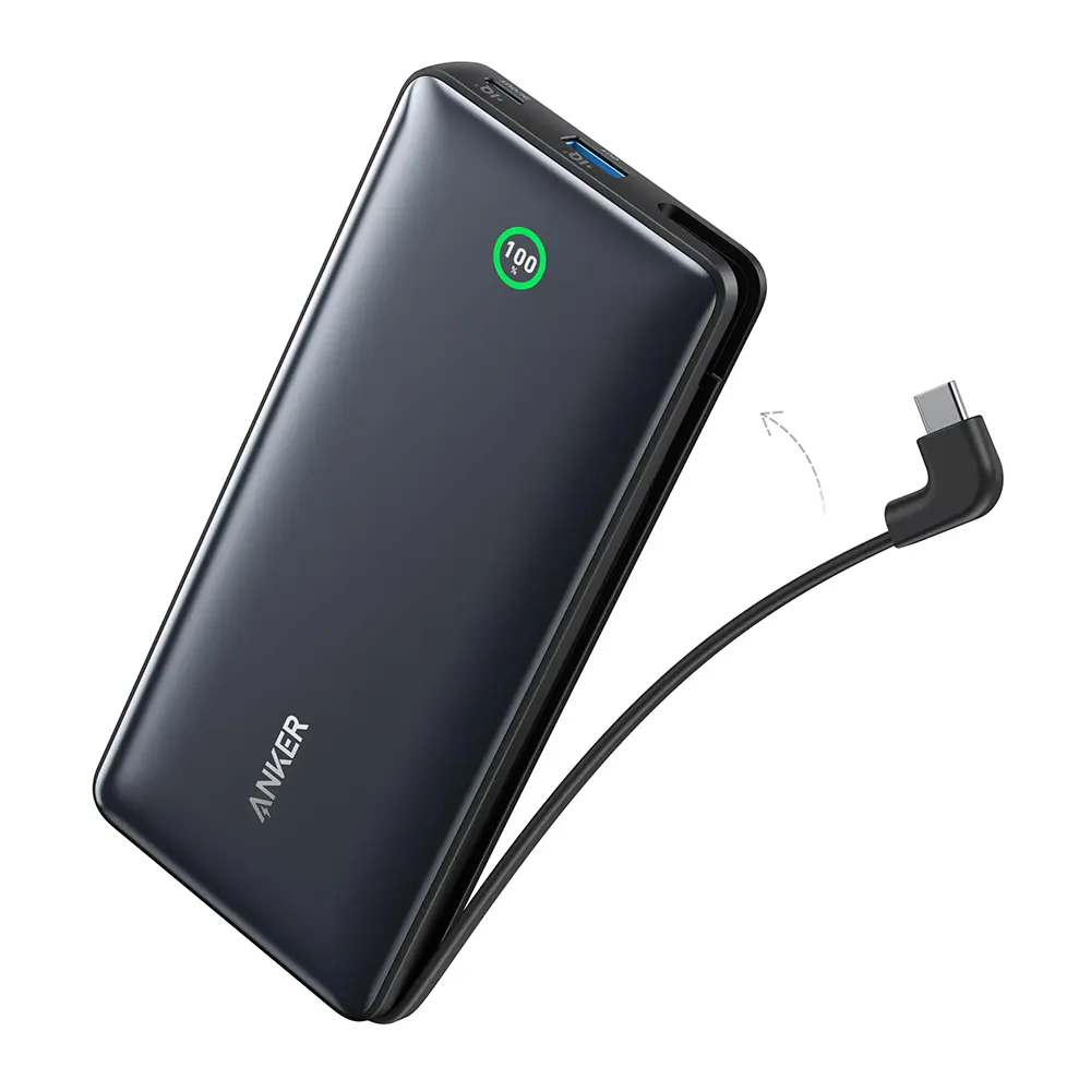 باور بانك أنكر نانو – سعة 20,000 مللي أمبير – بقدرة 30 واط – مزوّد بكابل USB-C مدمج